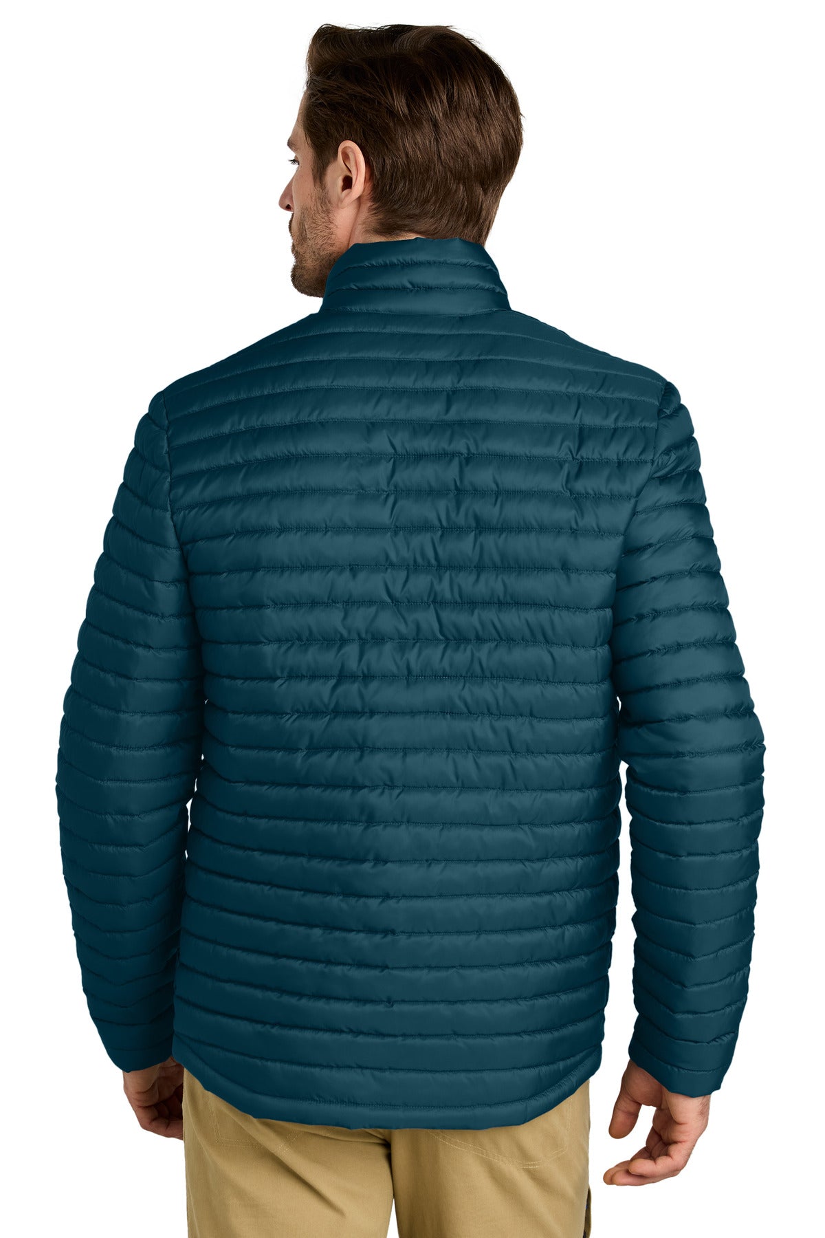 Custom Embroidered Eddie Bauer Packable Quilted Full-Zip EB514,Adriatic Blue
