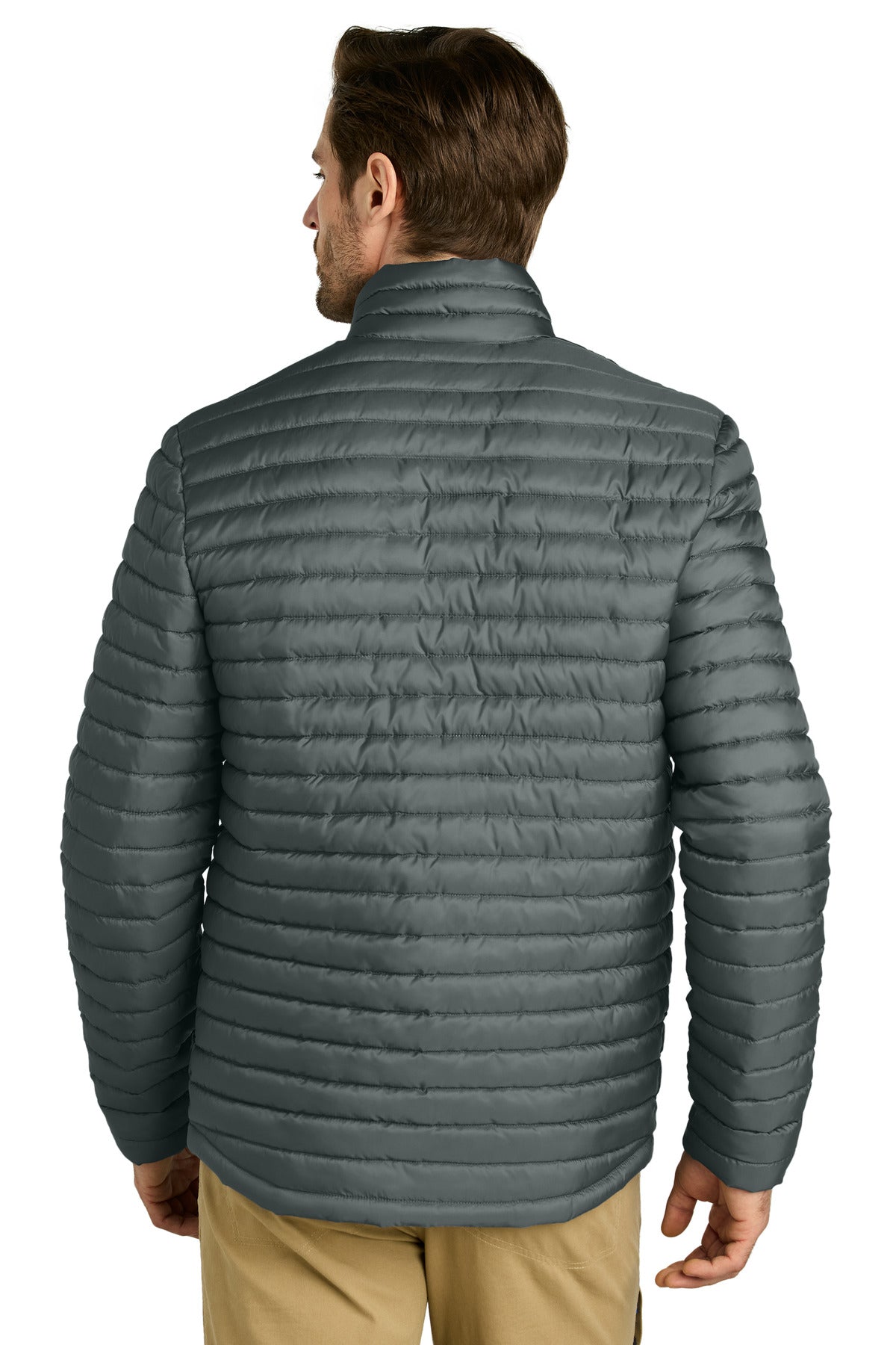 Custom Embroidered Eddie Bauer Packable Quilted Full-Zip EB514,Metal Grey