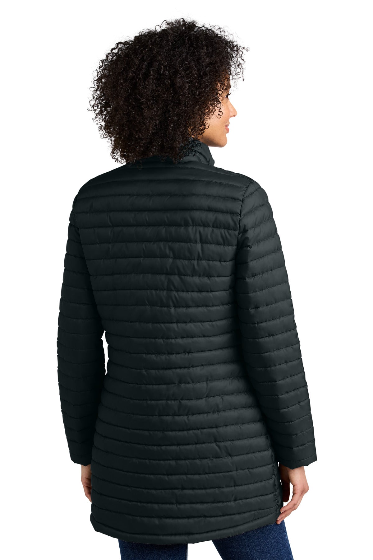 Custom Embroidered Eddie Bauer Women's Packable Quilted Full-Zip EB515,Black
