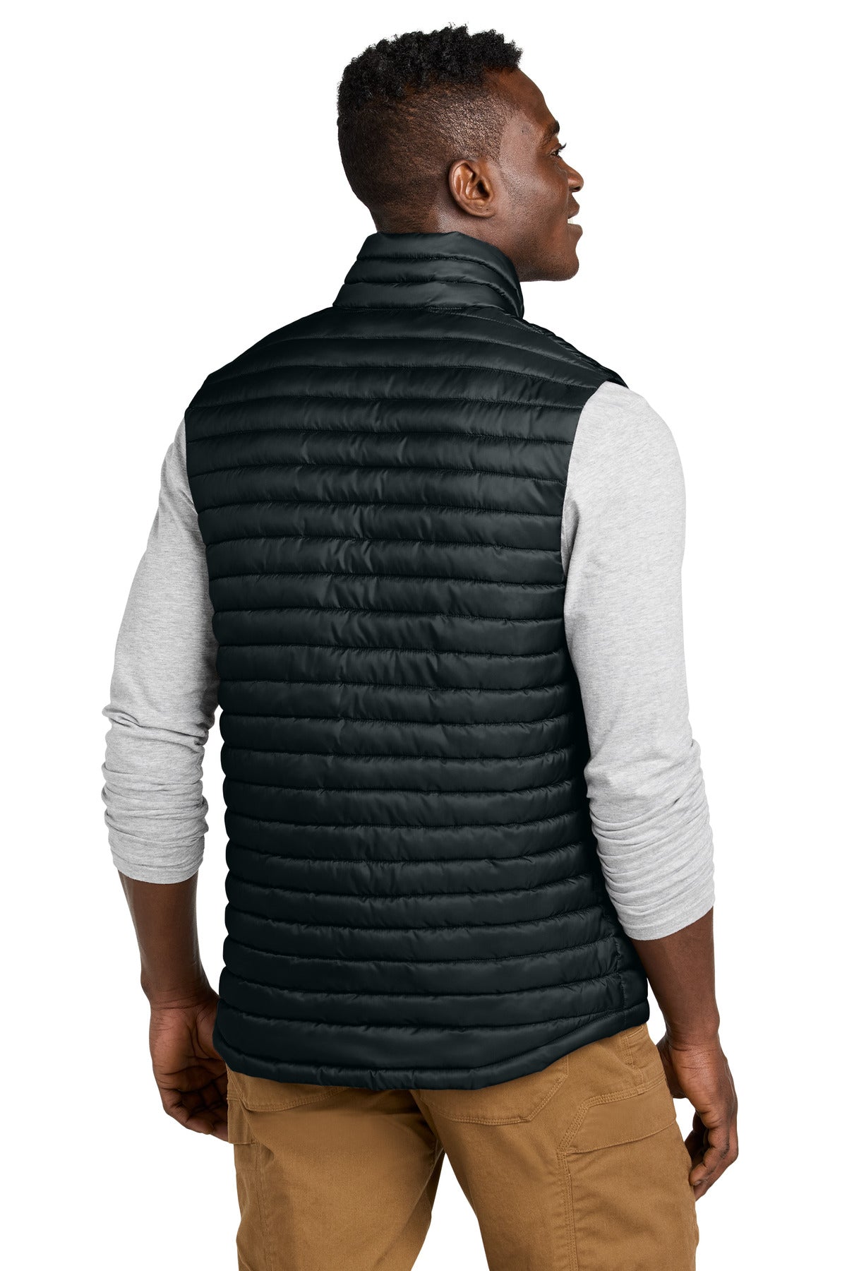 Custom Embroidered Eddie Bauer Packable Quilted Vest EB516,Black