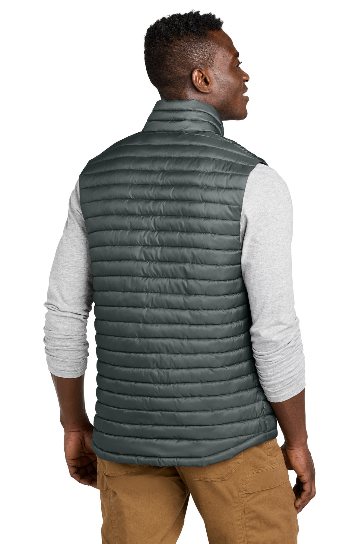 Custom Embroidered Eddie Bauer Packable Quilted Vest EB516,Metal Grey