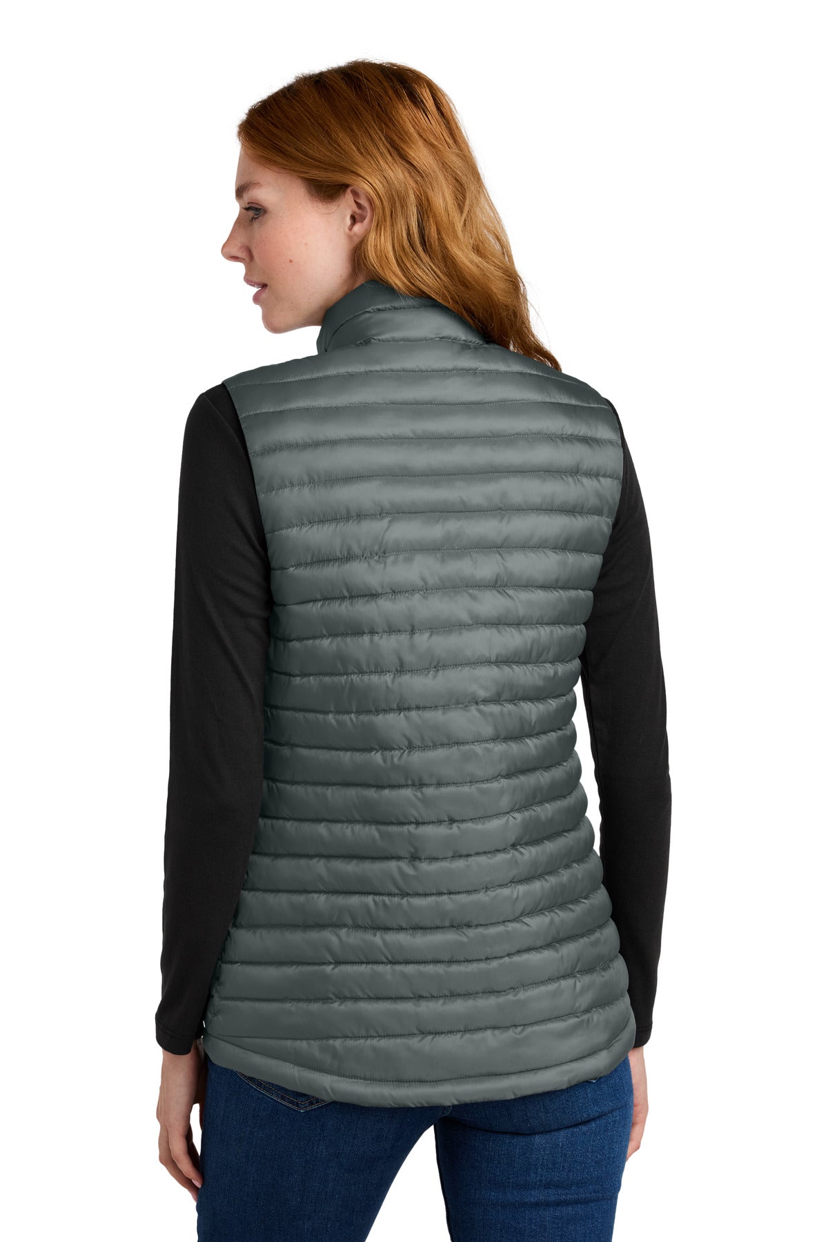 Custom Embroidered Eddie Bauer Women's Packable Quilted Vest EB517,Metal Grey