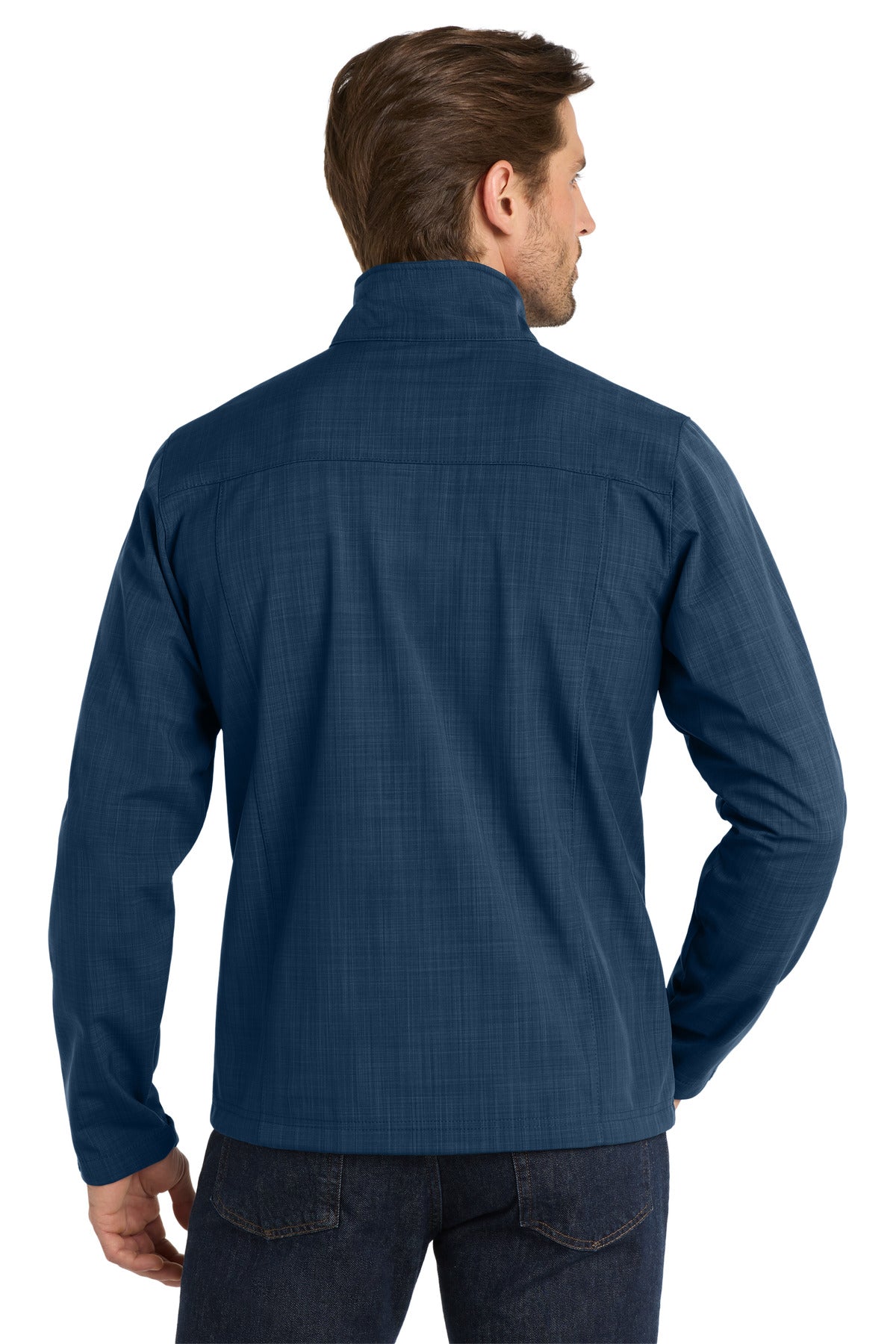 Custom Embroidered Eddie Bauer Shaded Crosshatch Soft Shell Jacket. EB532,Blue