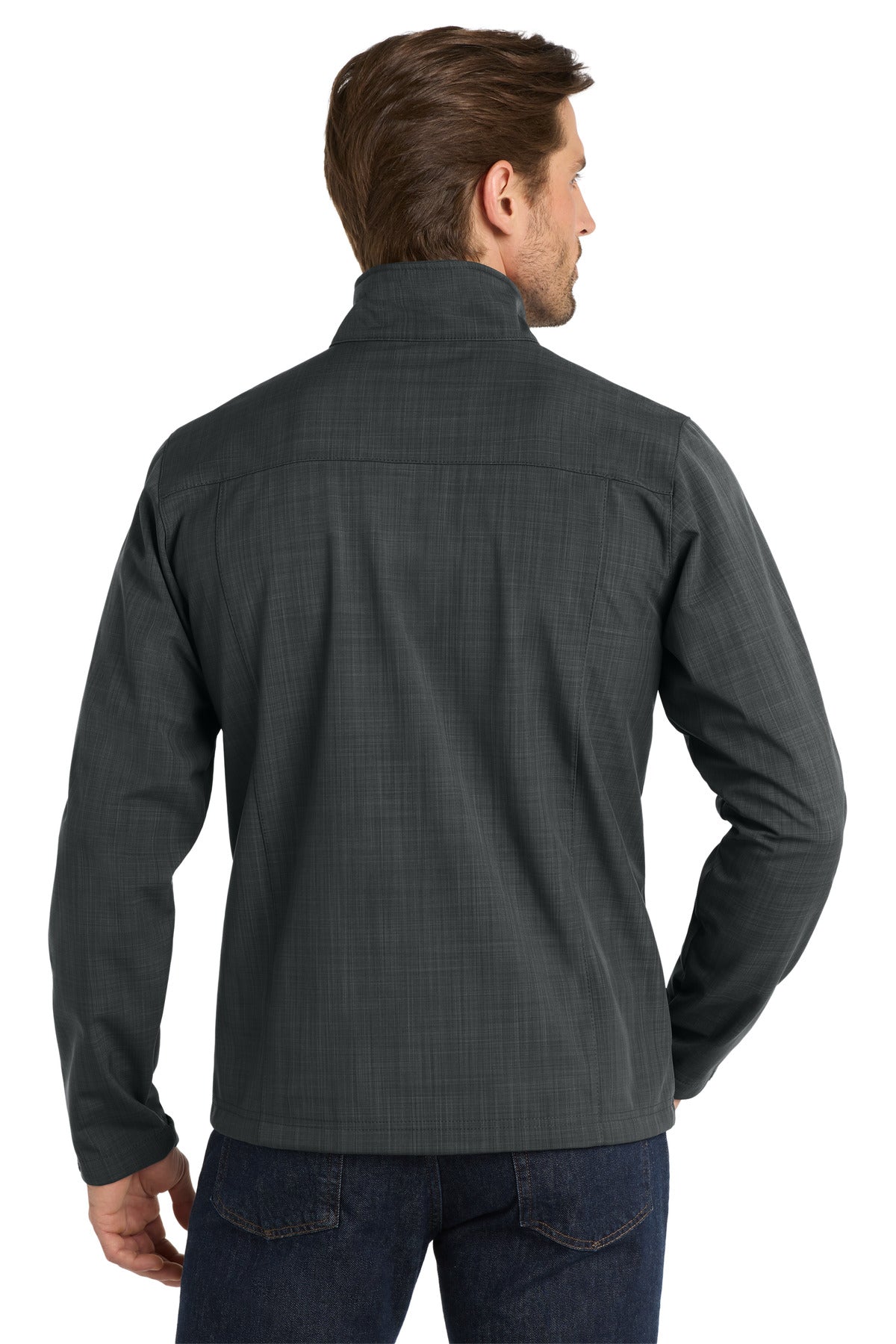 Custom Embroidered Eddie Bauer Shaded Crosshatch Soft Shell Jacket. EB532,Grey