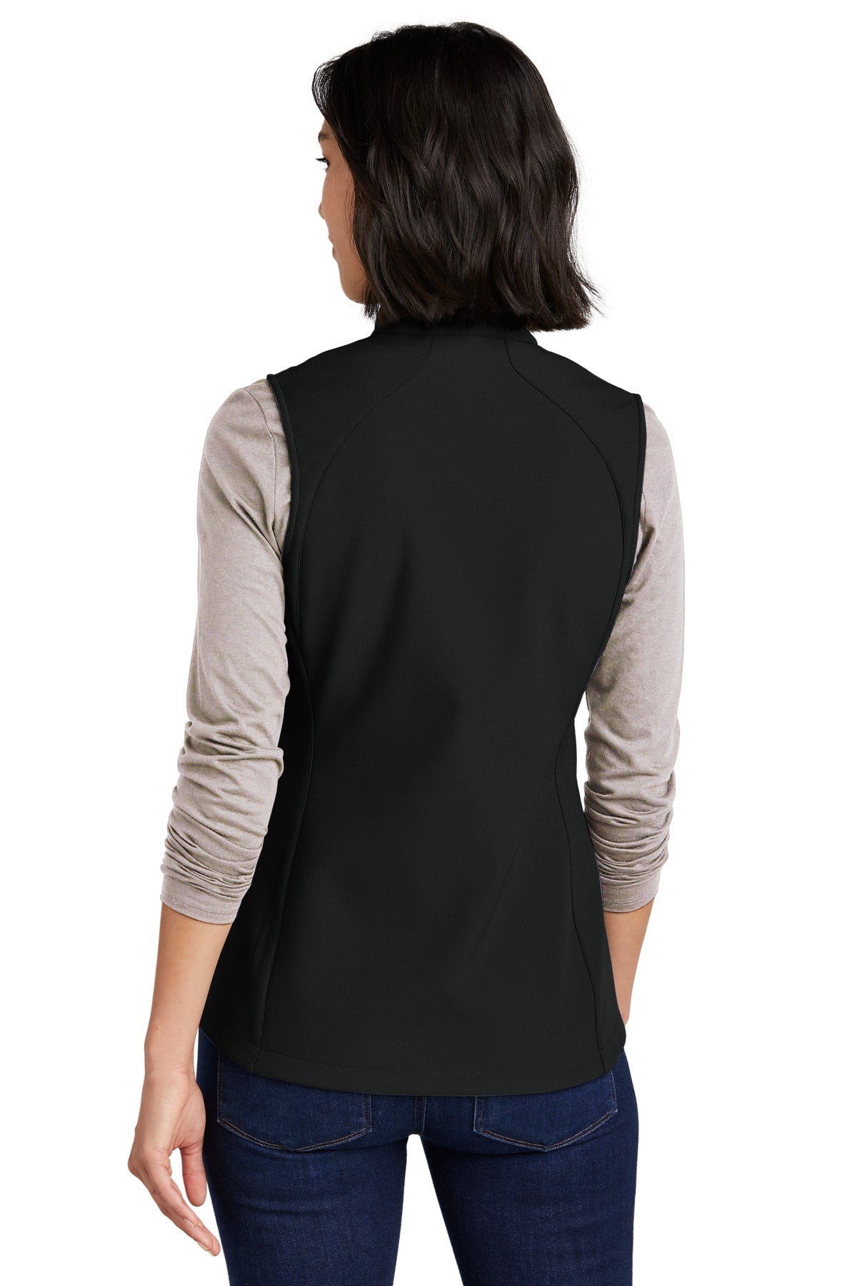 Custom Embroidered Eddie Bauer Women's Stretch Soft Shell Vest EB547,Deep Black