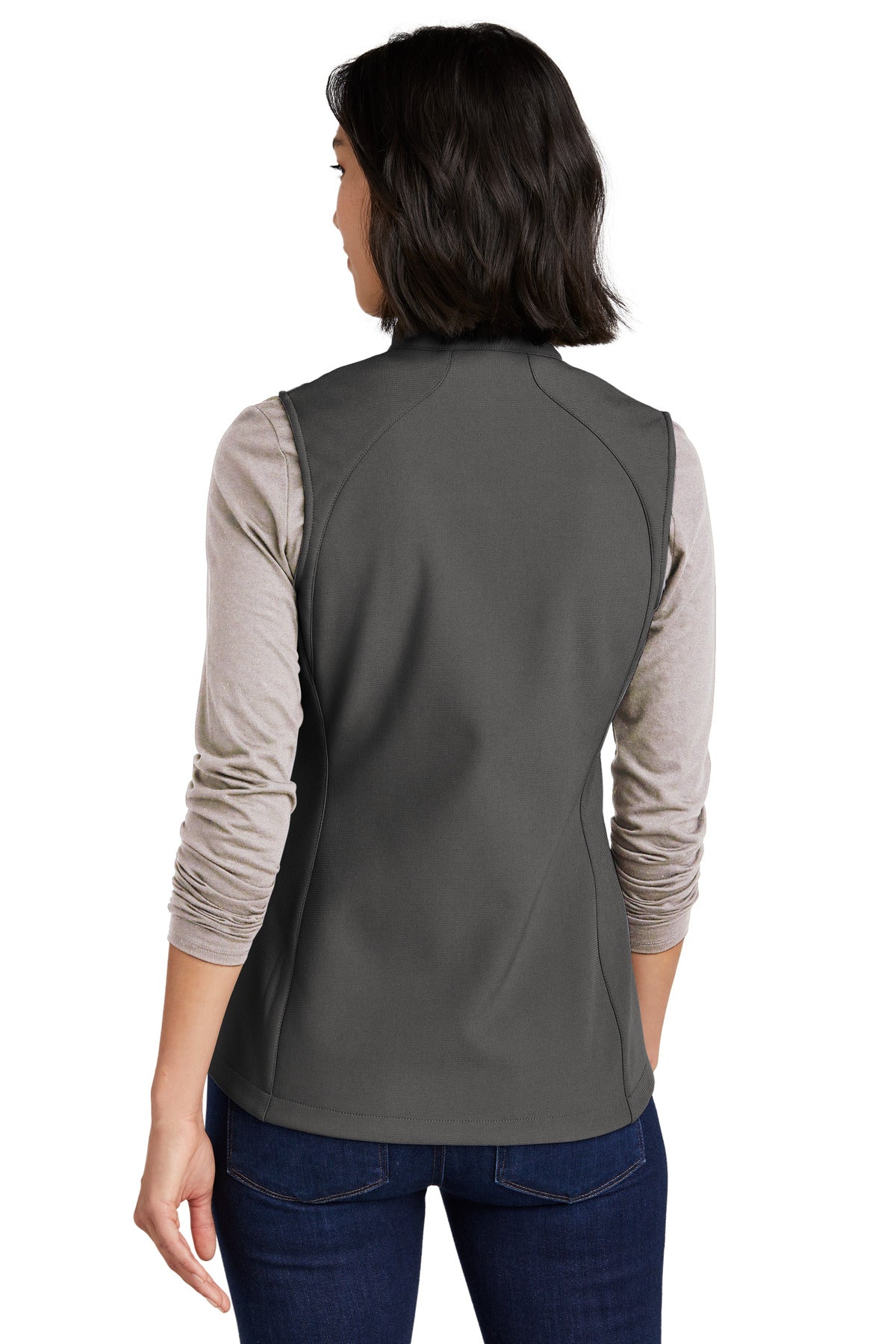 Custom Embroidered Eddie Bauer Women's Stretch Soft Shell Vest EB547,Iron Gate
