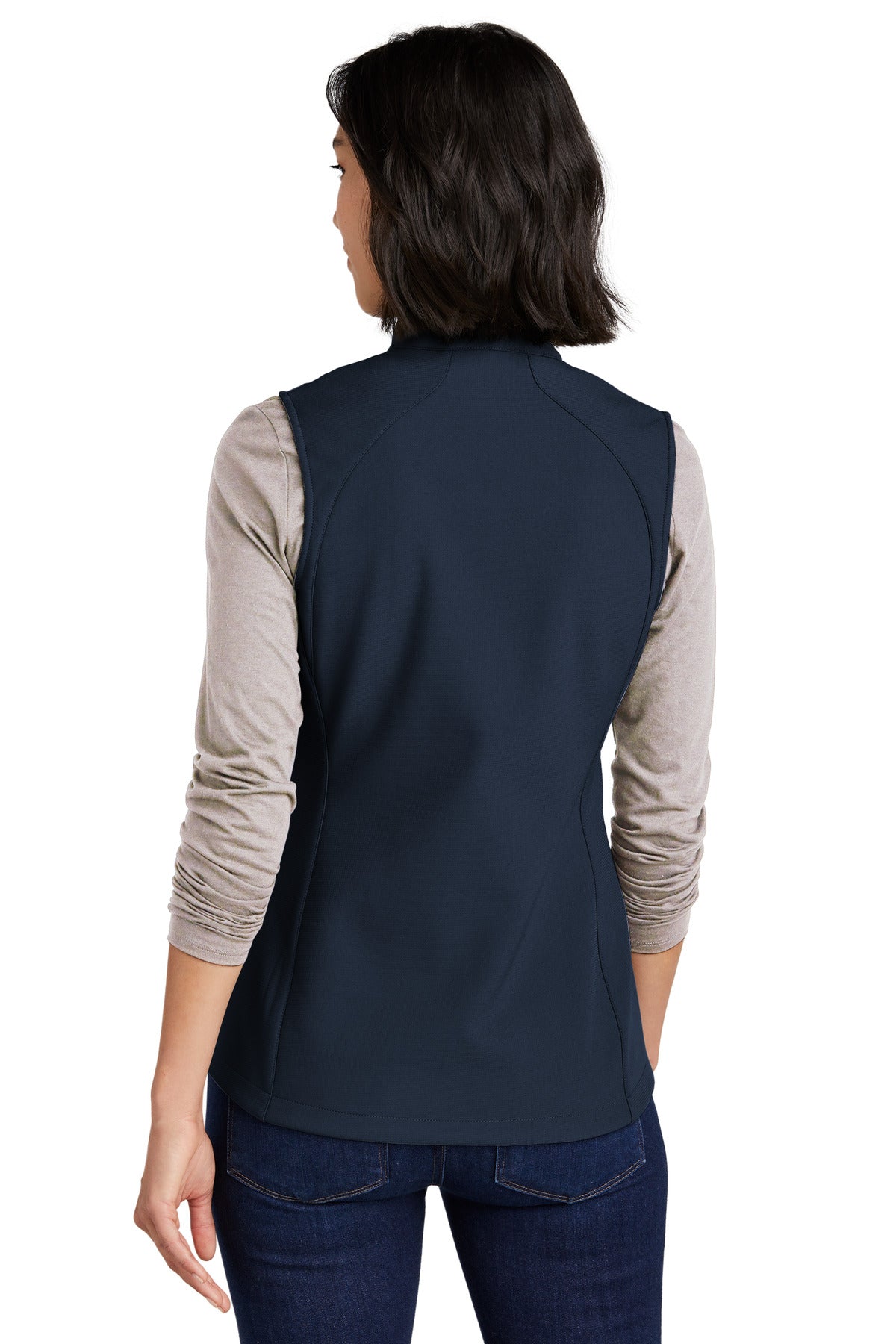 Custom Embroidered Eddie Bauer Women's Stretch Soft Shell Vest EB547,River Blue Navy