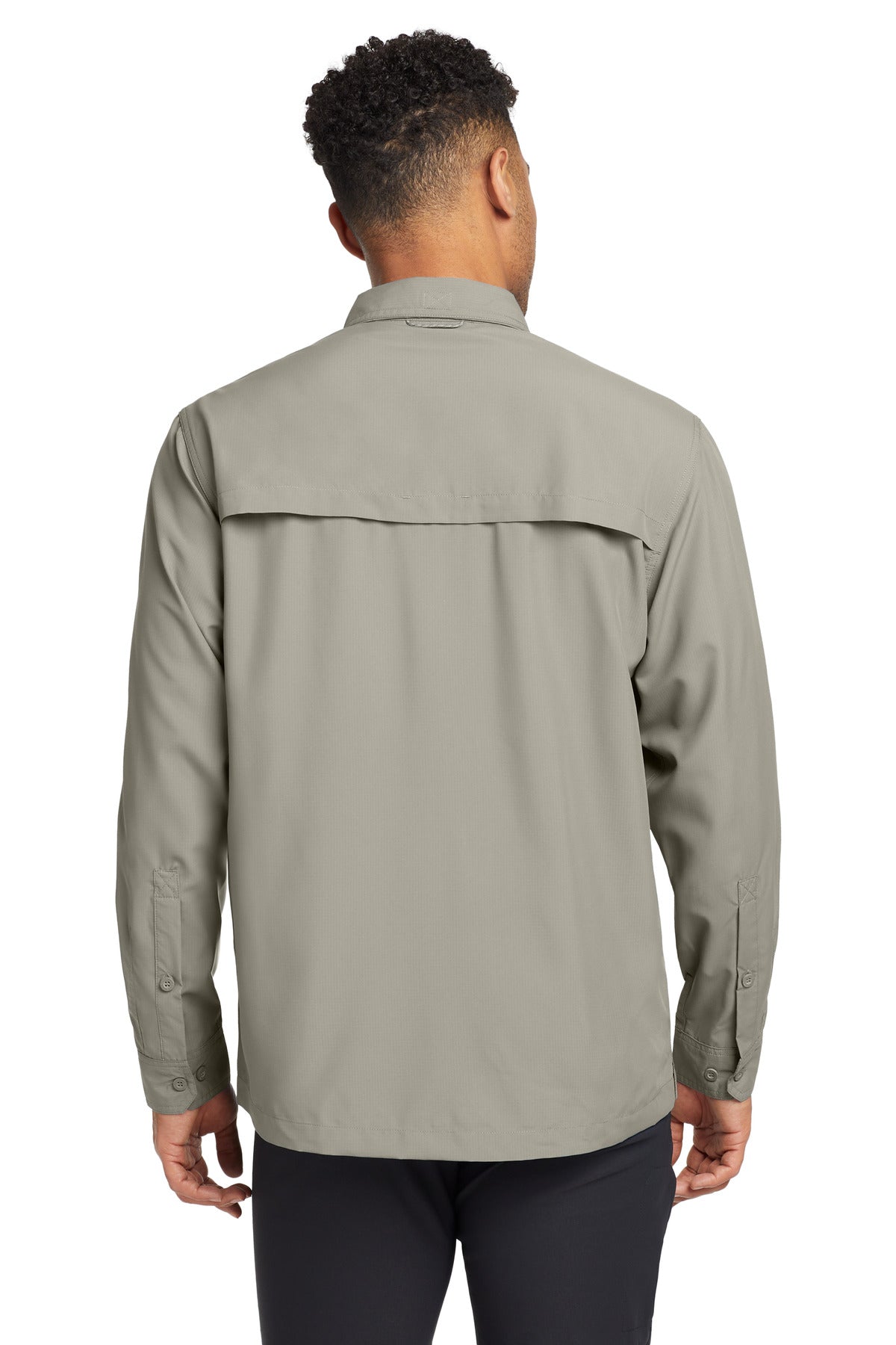 Custom Embroidered Eddie Bauer - Long Sleeve Performance Fishing Shirt. EB600,Driftwood