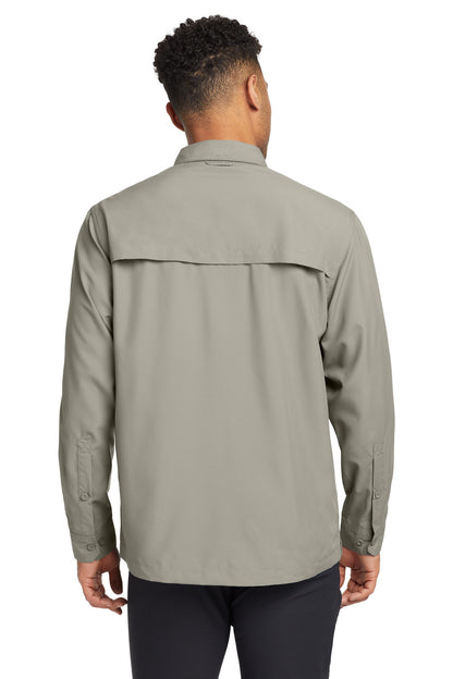 Custom Embroidered Eddie Bauer - Long Sleeve Performance Fishing Shirt. EB600,Driftwood