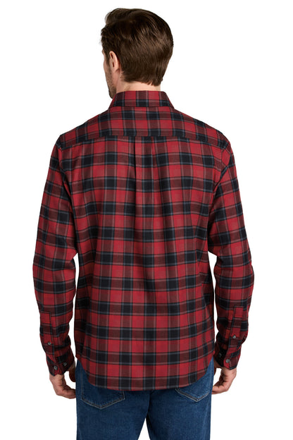 Custom Embroidered Eddie Bauer Long Sleeve Favorite Flannel Plaid Shirt EB610,Red Highland Plaid
