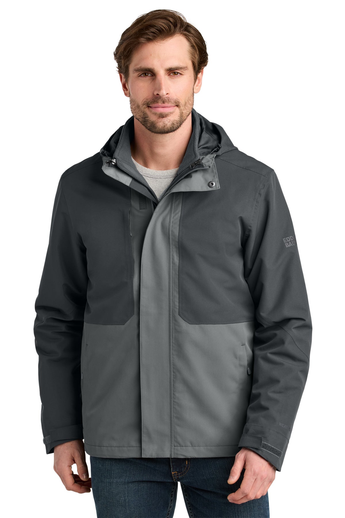 Custom Embroidered Eddie Bauer Outerwear in Grey Steel/ Metal Grey