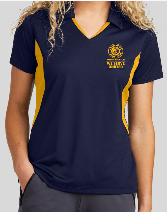 Walworth Co. Lions Champions Ladies Polo True Navy/Gold with name
