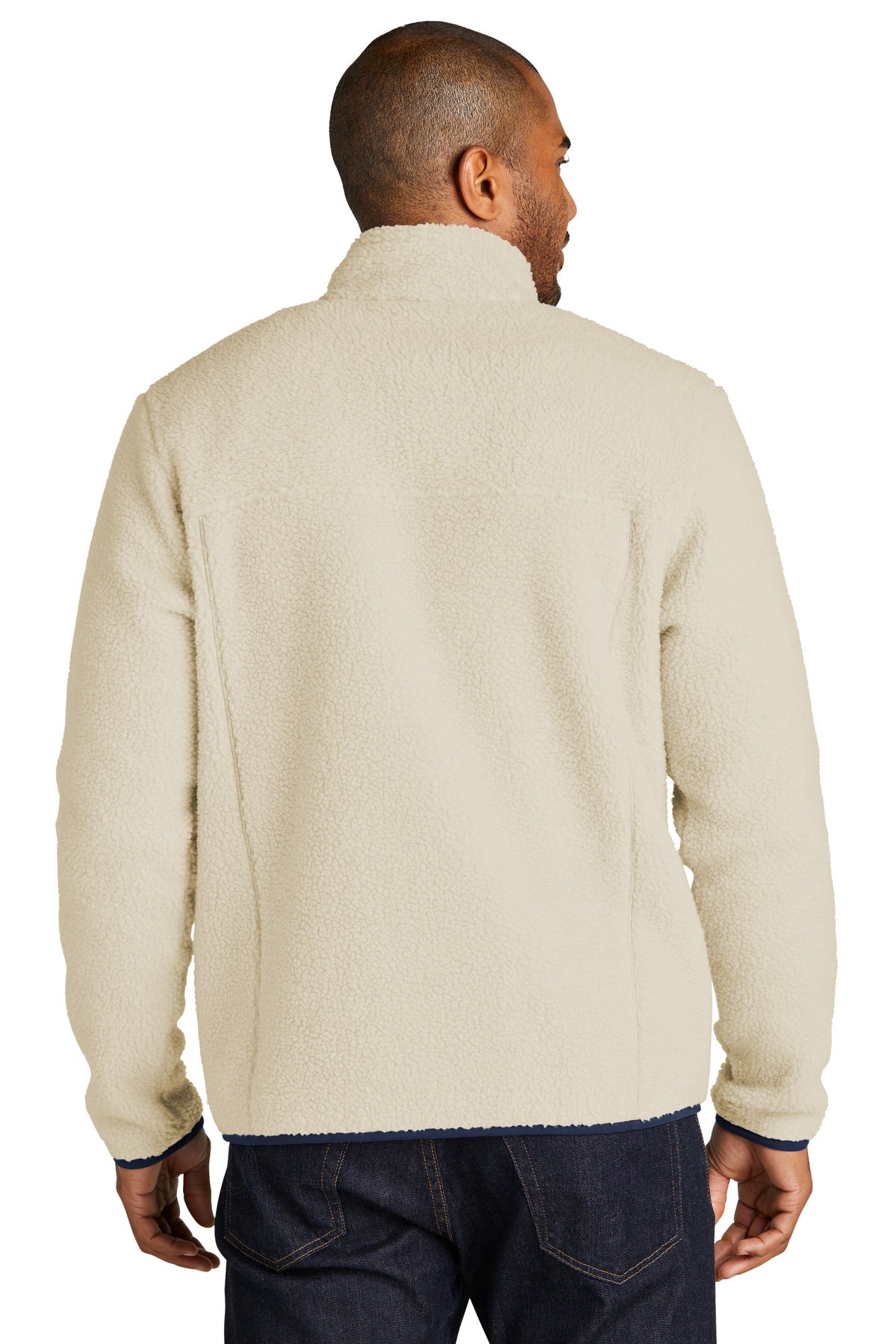 Custom Embroidered Port Authority Camp Fleece Snap Pullover F140,Oat/ Dress Blue Navy