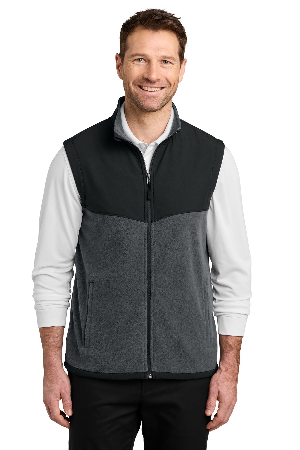 Custom Embroidered Port Authority Outerwear in Iron Grey/ Black