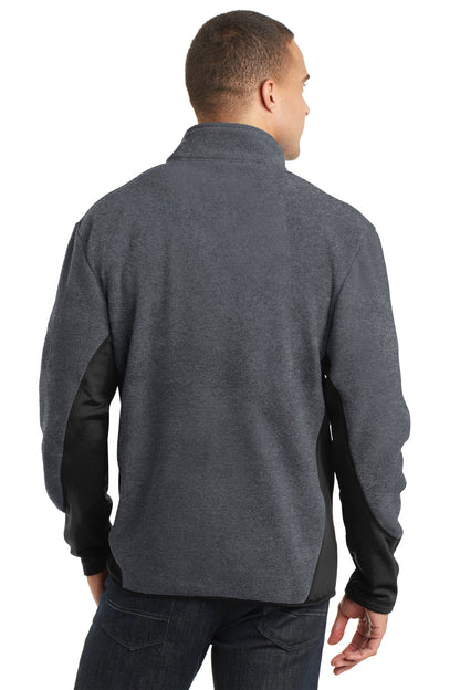 Custom Embroidered Port Authority R-Tek Pro Fleece Full-Zip Jacket. F227,Charcoal Heather/ Black