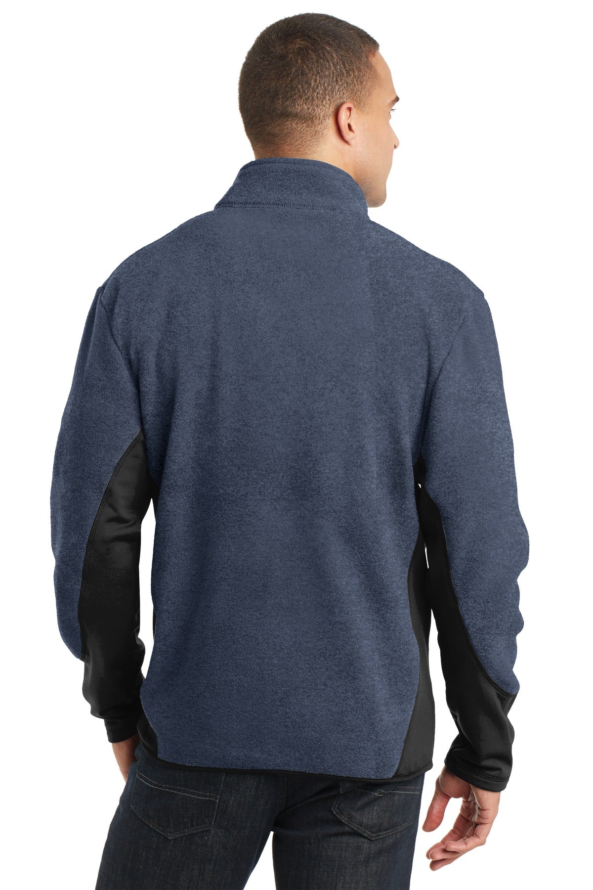 Custom Embroidered Port Authority R-Tek Pro Fleece Full-Zip Jacket. F227,Navy Heather/ Black