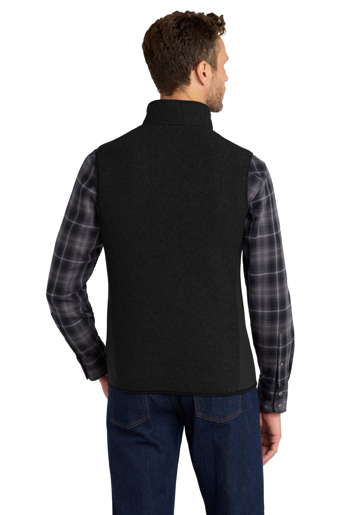 Custom Embroidered Port Authority R-Tek Pro Fleece Full-Zip Vest. F228,Black/ Black