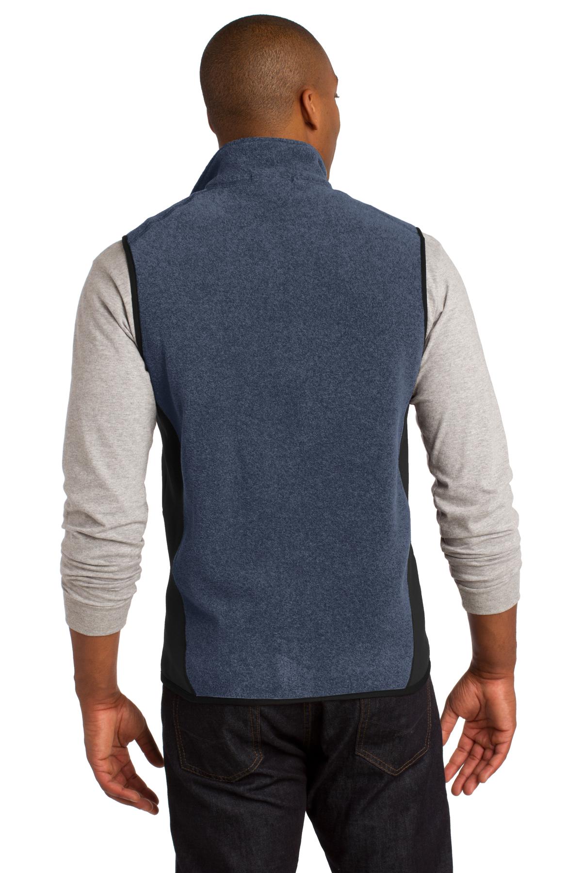 Custom Embroidered Port Authority R-Tek Pro Fleece Full-Zip Vest. F228,Navy Heather/ Black