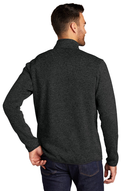 Custom Embroidered Port Authority Sweater Fleece Jacket. F232,Black Heather