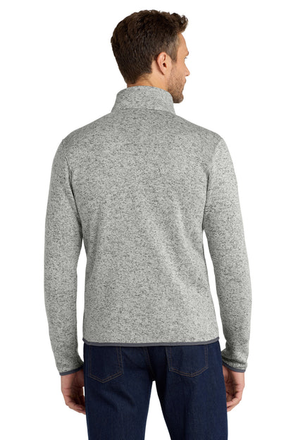 Custom Embroidered Port Authority Sweater Fleece Jacket. F232,Grey Heather