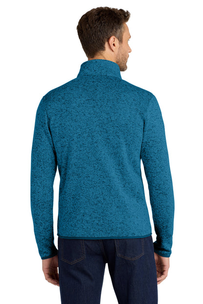 Custom Embroidered Port Authority Sweater Fleece Jacket. F232,Medium Blue Heather