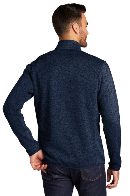 Custom Embroidered Port Authority Sweater Fleece Jacket. F232,River Blue Navy Heather