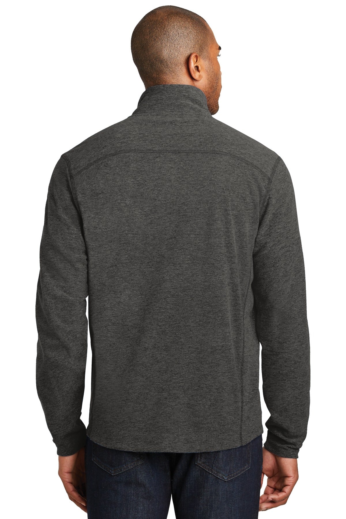Custom Embroidered Port Authority Heather Microfleece Full-Zip Jacket. F235,Black Charcoal Heather
