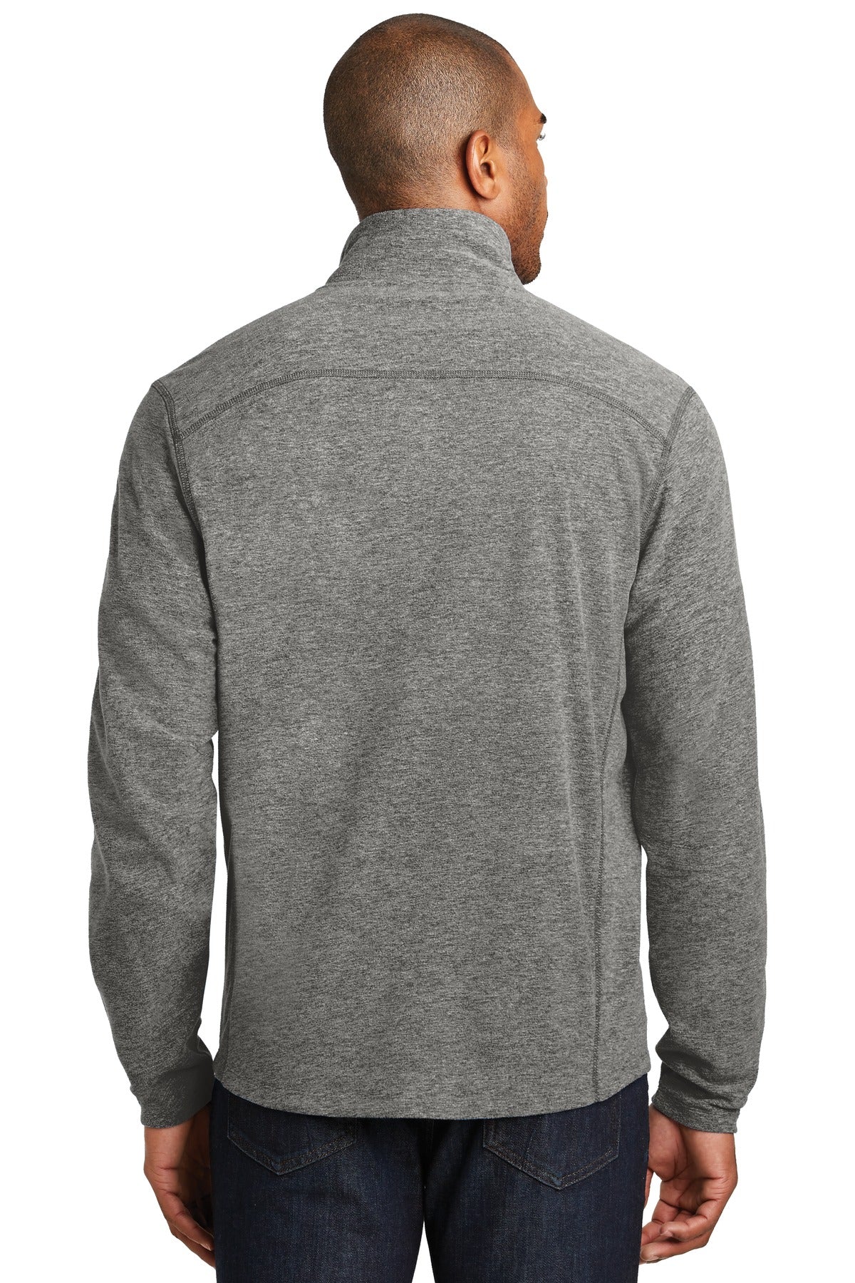 Custom Embroidered Port Authority Heather Microfleece Full-Zip Jacket. F235,Pearl Grey Heather