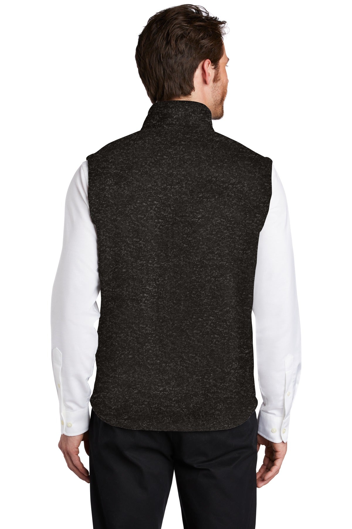 Custom Embroidered Port Authority  Sweater Fleece Vest F236,Black Heather