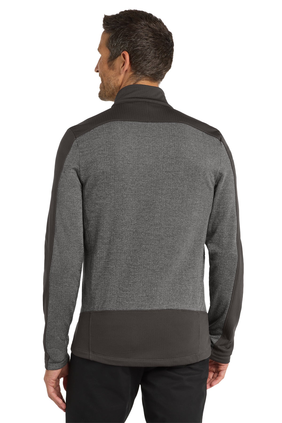 Custom Embroidered Port Authority  Grid Fleece Jacket. F239,Grey Smoke Heather/ Grey Smoke