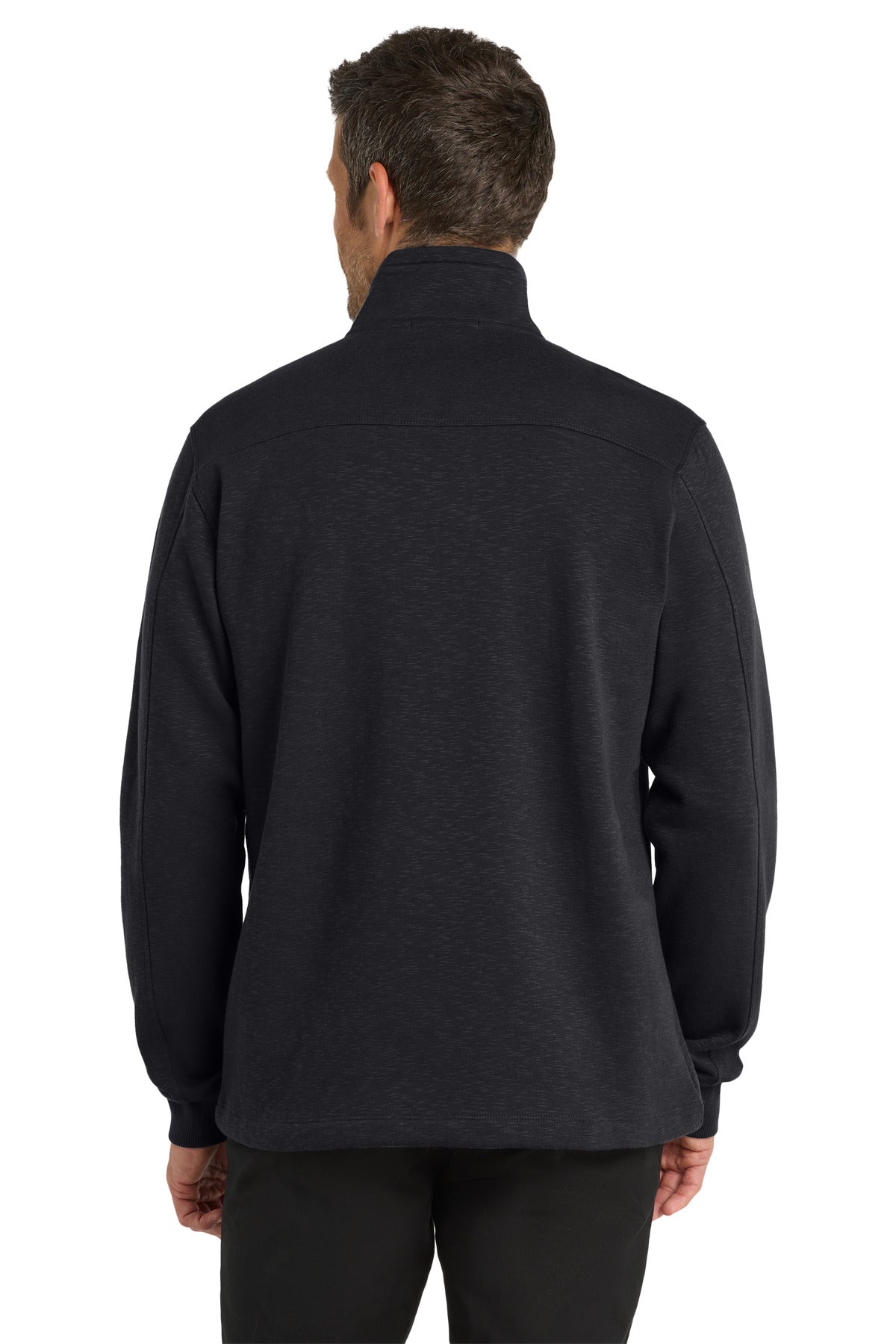 Custom Embroidered Port Authority Slub Fleece 1/4-Zip Pullover. F295,Black