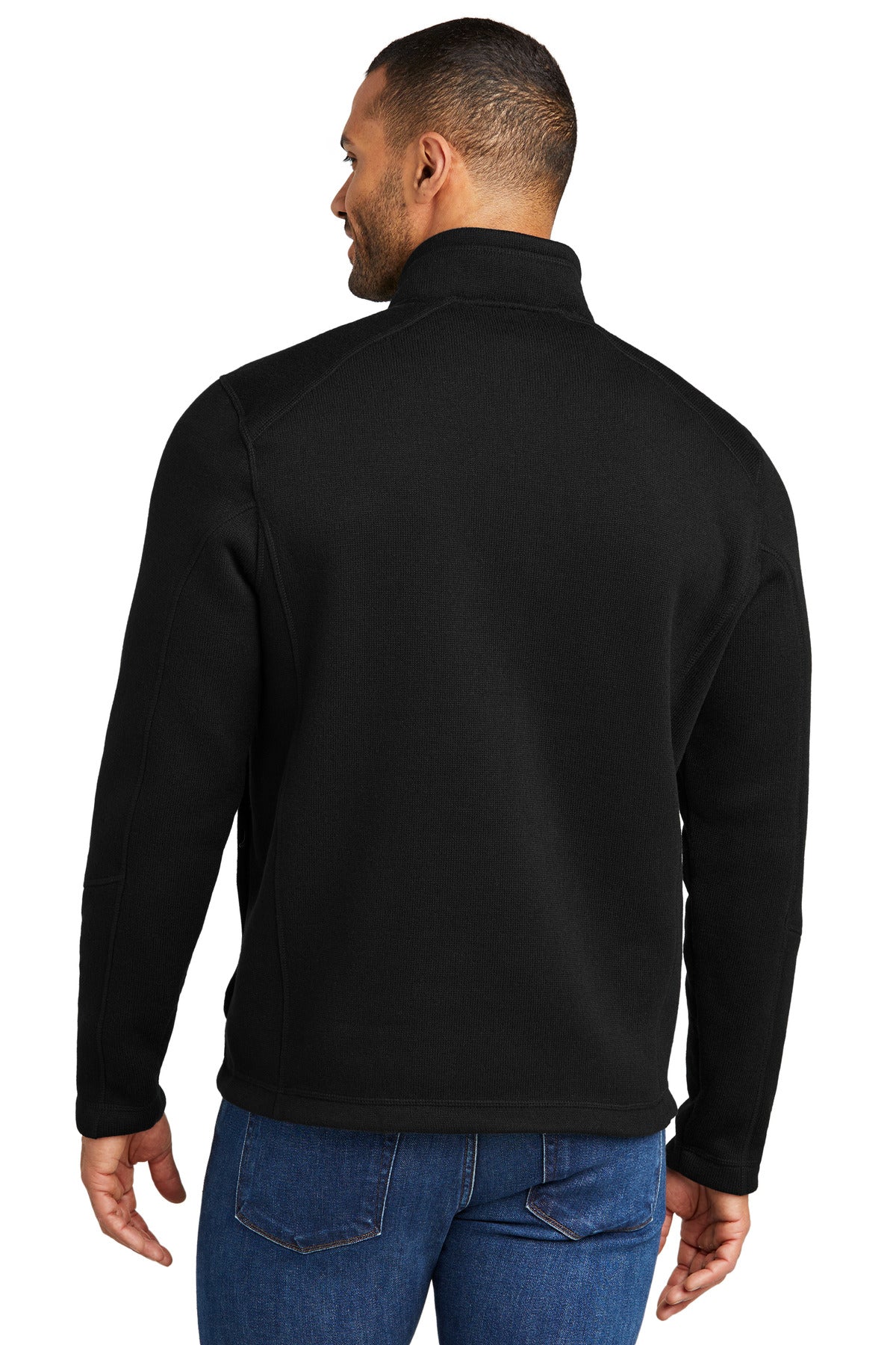 Custom Embroidered Port Authority Arc Sweater Fleece 1/4-Zip F426,Deep Black