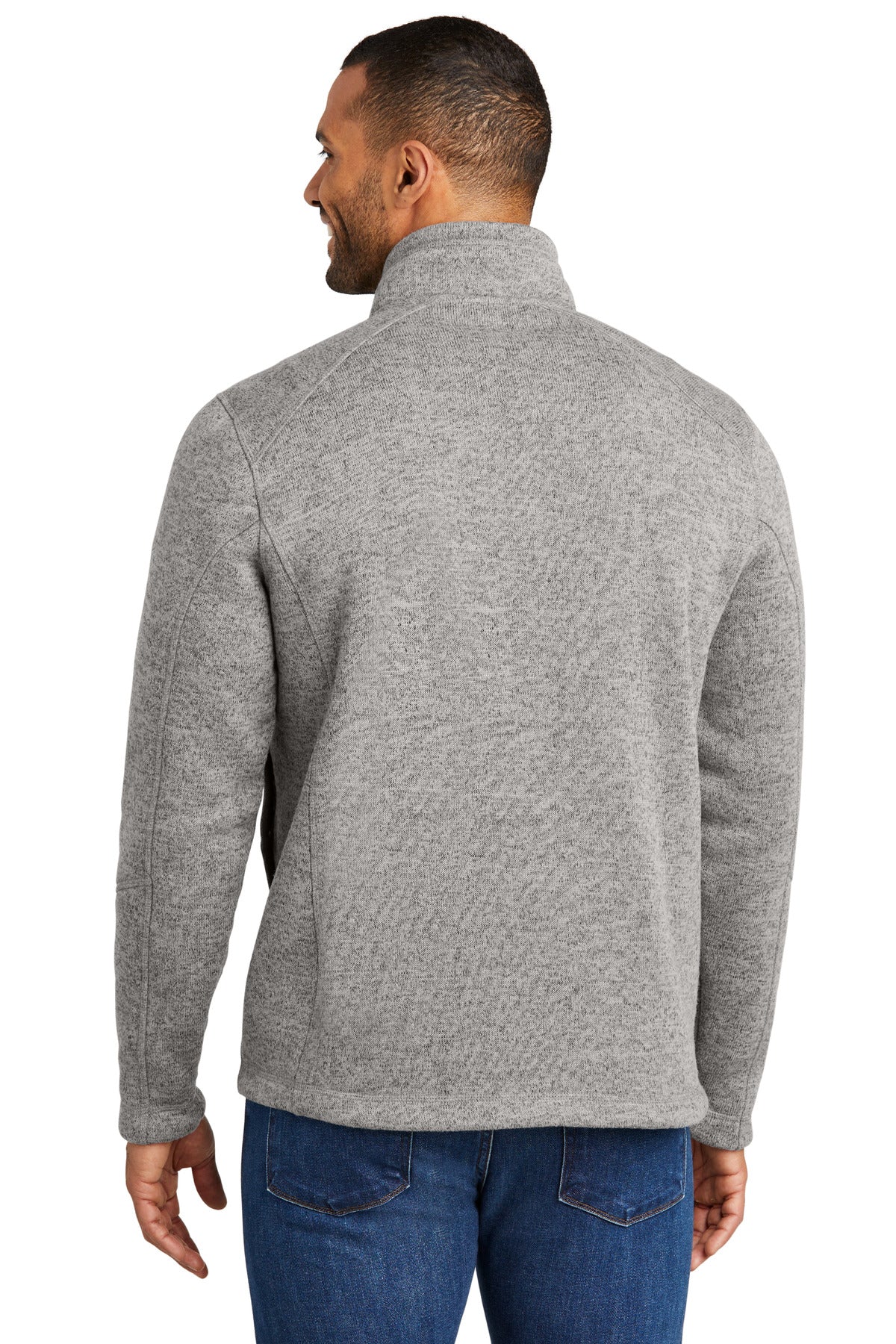 Custom Embroidered Port Authority Arc Sweater Fleece 1/4-Zip F426,Deep Smoke Heather