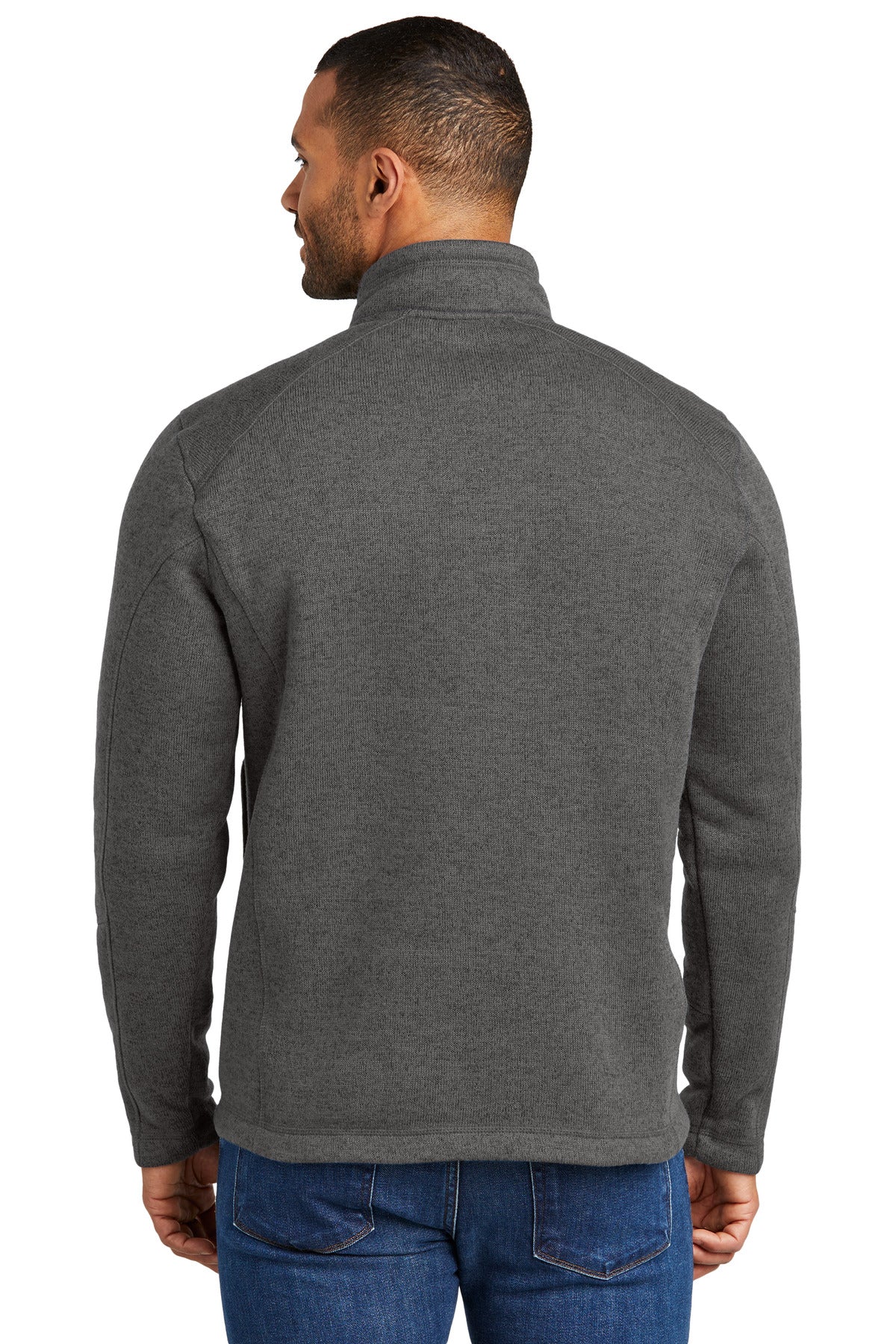 Custom Embroidered Port Authority Arc Sweater Fleece 1/4-Zip F426,Grey Smoke Heather