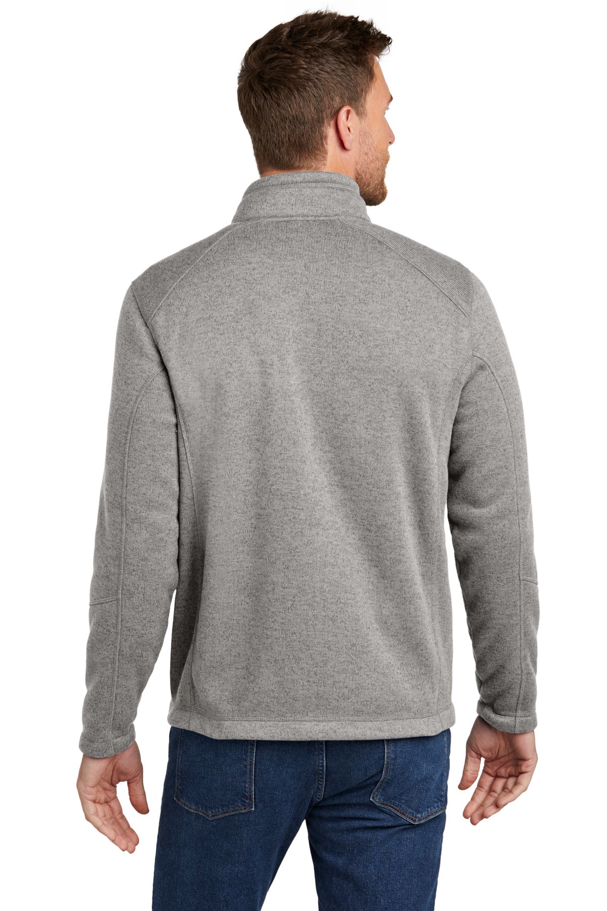 Custom Embroidered Port Authority Arc Sweater Fleece Jacket F428,Deep Smoke Heather