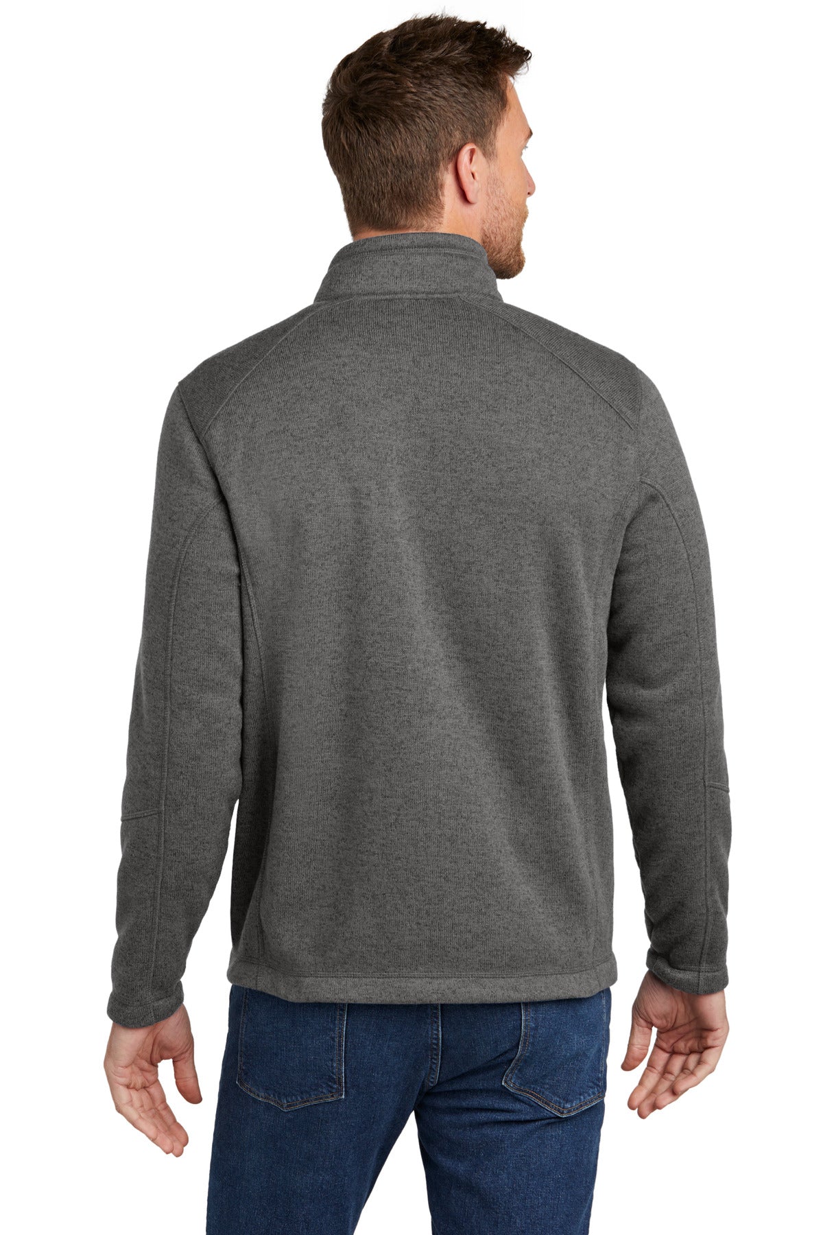 Custom Embroidered Port Authority Arc Sweater Fleece Jacket F428,Grey Smoke Heather