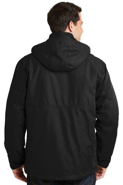 Custom Embroidered Port Authority Herringbone 3-in-1 Parka. J302,Black
