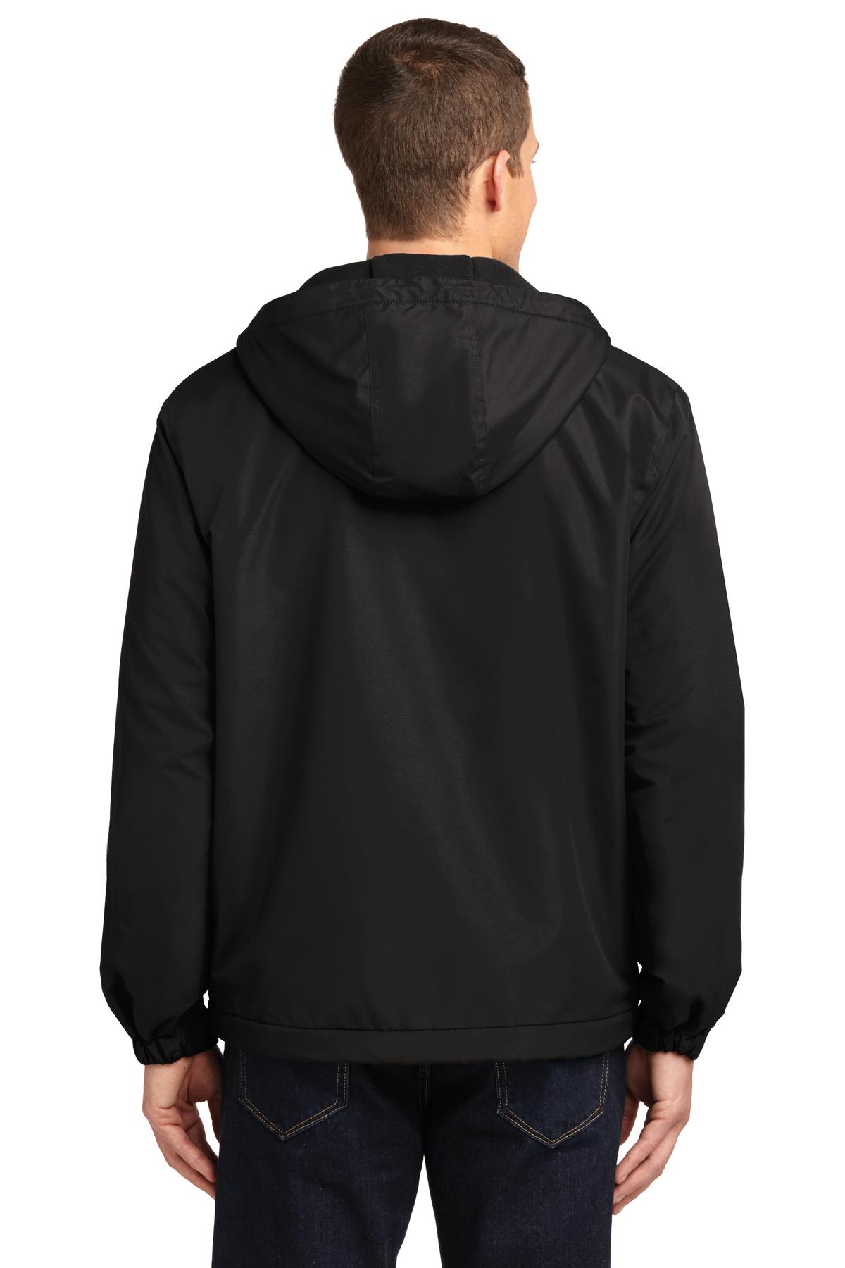 Custom Embroidered Port Authority Hooded Charger Jacket. J327,True Black