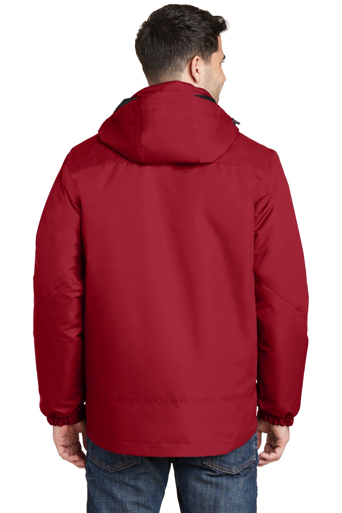 Custom Embroidered Port Authority Vortex Waterproof 3-in-1 Jacket. J332,Rich Red/ Black