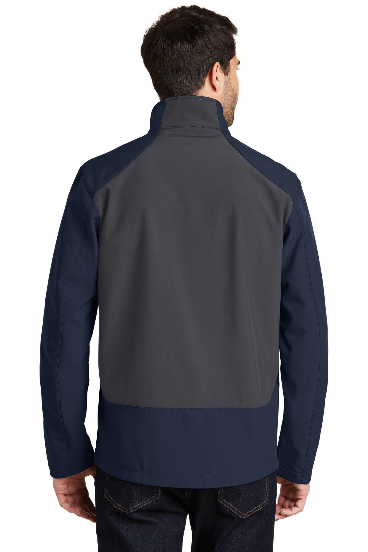 Custom Embroidered Port Authority Back-Block Soft Shell Jacket. J336,Dress Blue Navy/ Battleship Grey