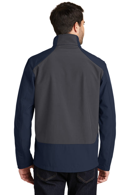 Custom Embroidered Port Authority Back-Block Soft Shell Jacket. J336,Dress Blue Navy/ Battleship Grey