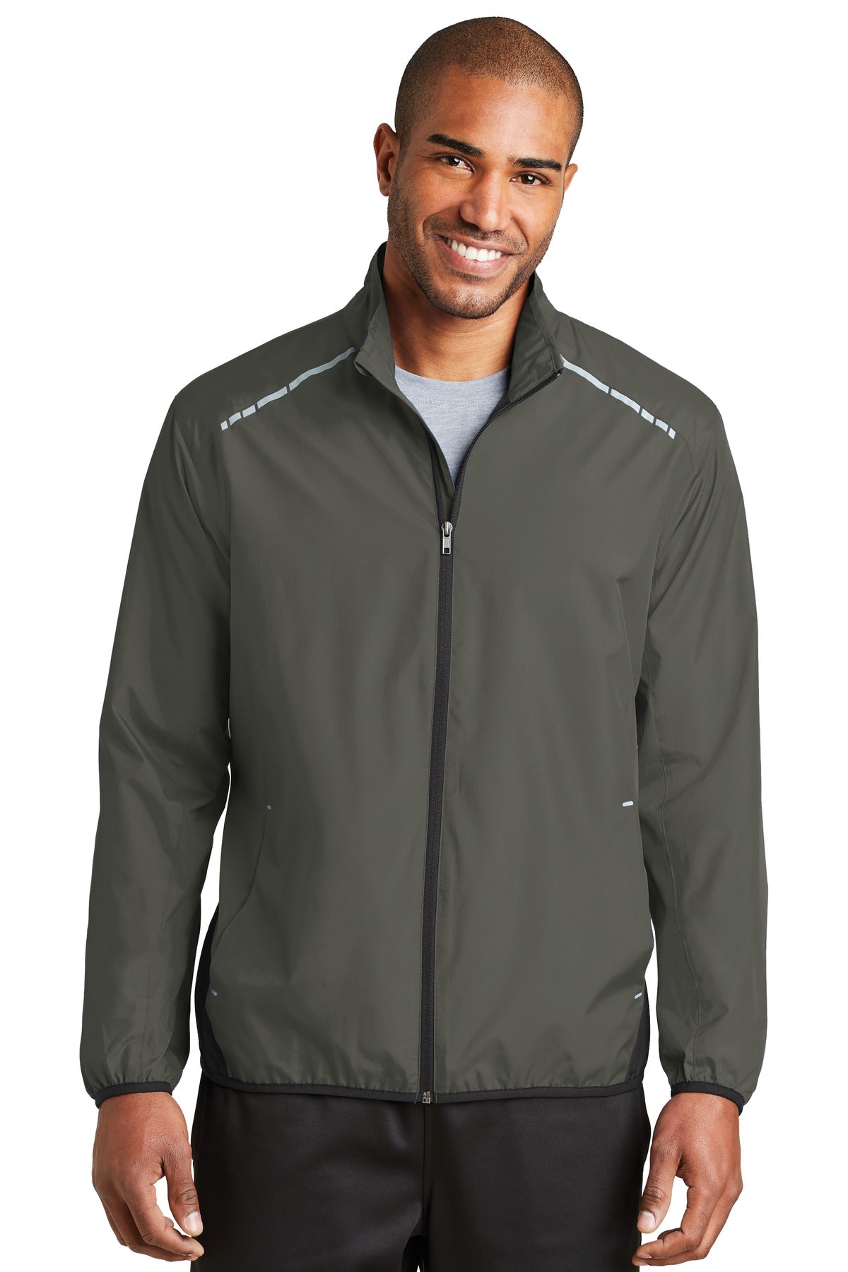 Custom Embroidered Port Authority Outerwear in Grey Steel/ Deep Black