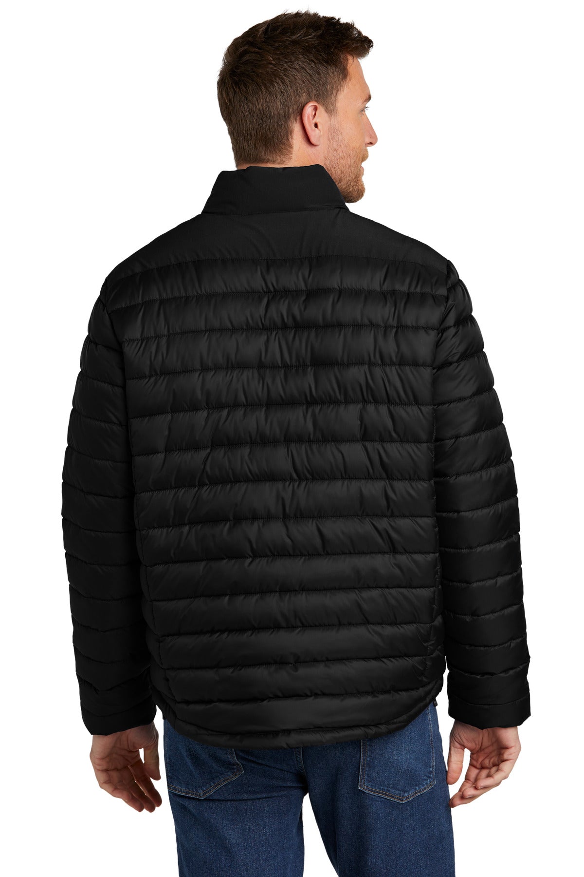 Custom Embroidered Port Authority Horizon Puffy Jacket J364,Deep Black