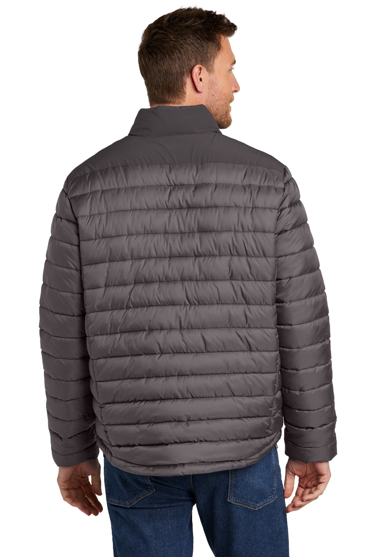 Custom Embroidered Port Authority Horizon Puffy Jacket J364,Deep Smoke/ Grey Smoke