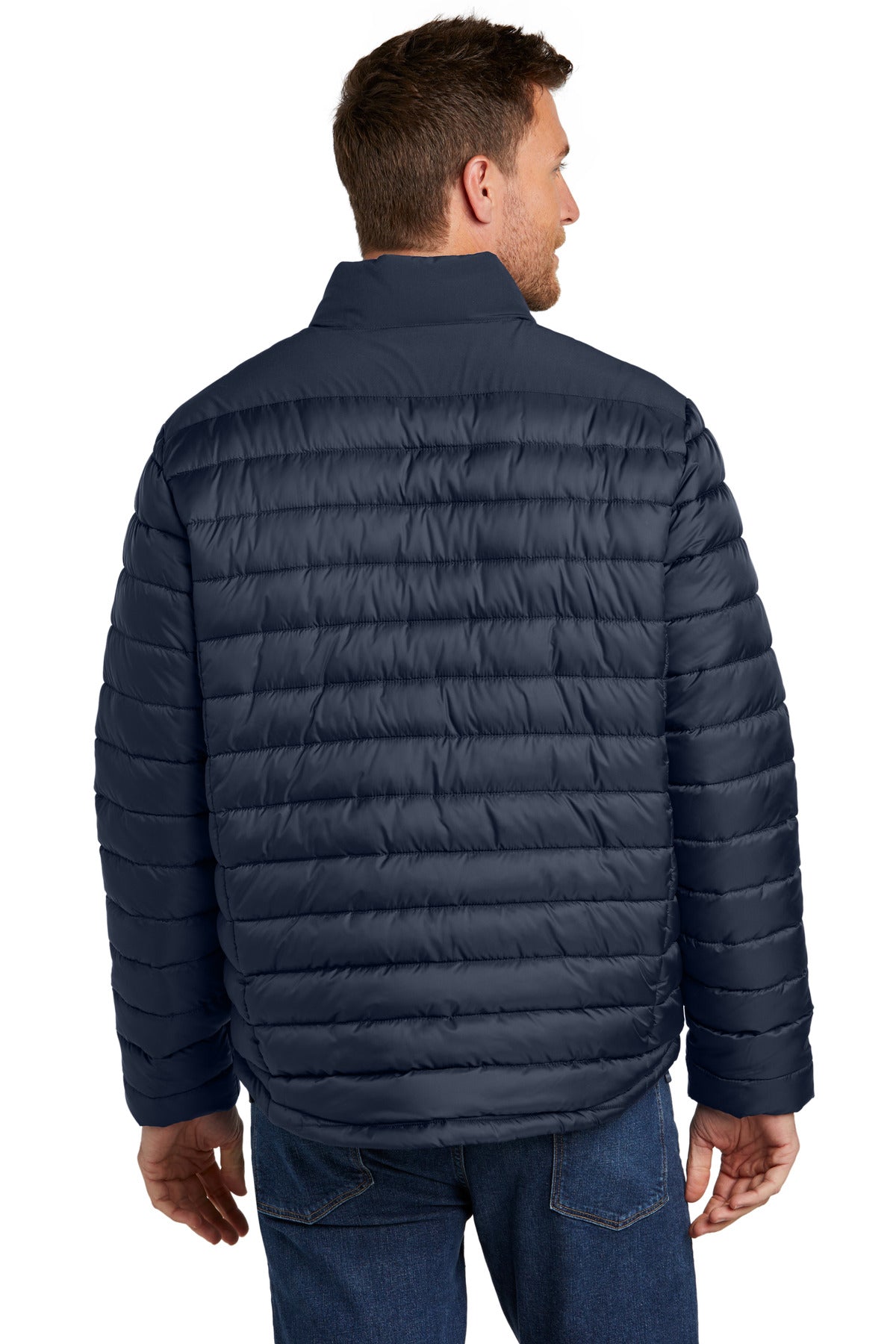 Custom Embroidered Port Authority Horizon Puffy Jacket J364,Dress Blue Navy