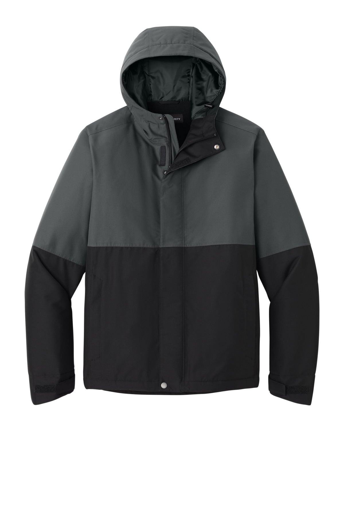 Custom Embroidered Port Authority Outerwear in Grey Steel/ Deep Black