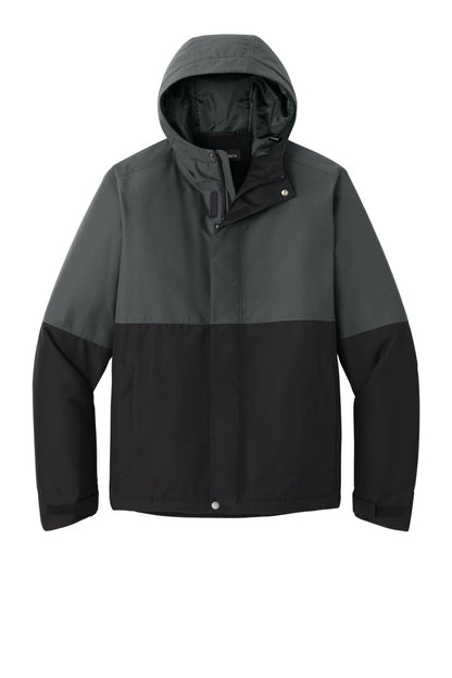 Custom Embroidered Port Authority Outerwear in Grey Steel/ Deep Black