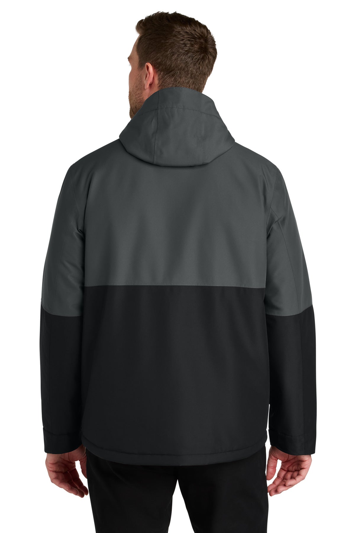 Custom Embroidered Port Authority Outerwear in Grey Steel/ Deep Black