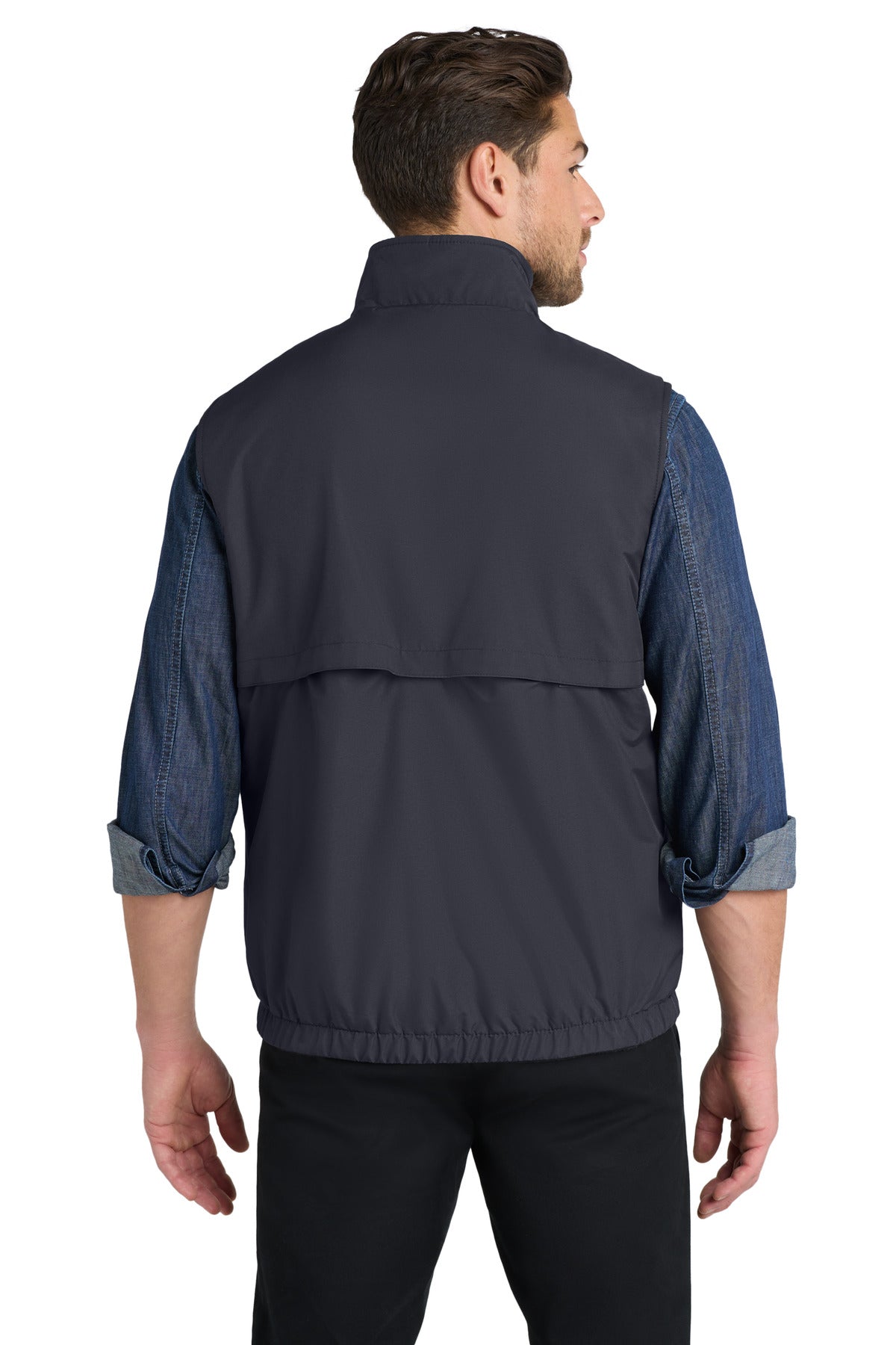 Custom Embroidered Port Authority Reversible Charger Vest. J7490,Battleship Grey/ Black