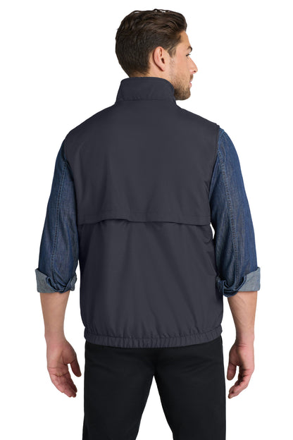 Custom Embroidered Port Authority Reversible Charger Vest. J7490,Battleship Grey/ Black